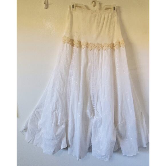 Spencer Alexis 2pc Skirt Set Womens 1X Ivory Floral Lace Sleeveless Maxi Wedding - Picture 6 of 16